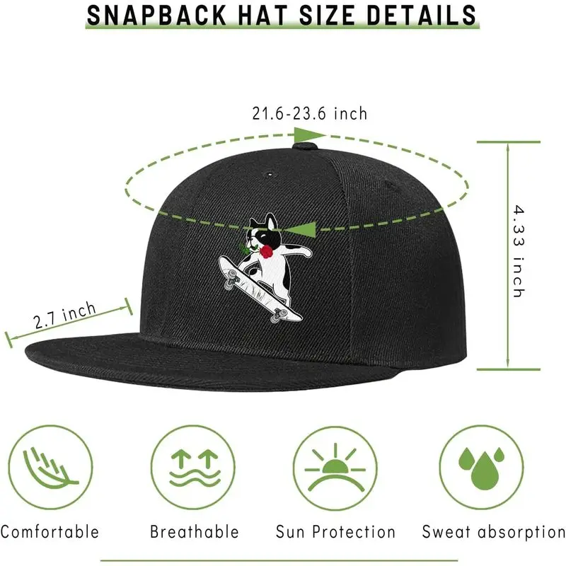 Skull Hat Flat Bill Hats for Men Boys Skeleton Cap USA American Flag Black Mens Snapback Hats Flat Brim Snap Backpack