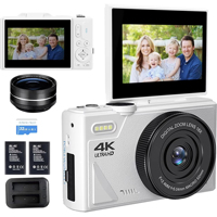 4K Camera for Photography 18X Digital Zoom Video Vlogging Camcorder for YouTube 3'' Flip Screen 64MP WIFI Selfie Webcam Cameras