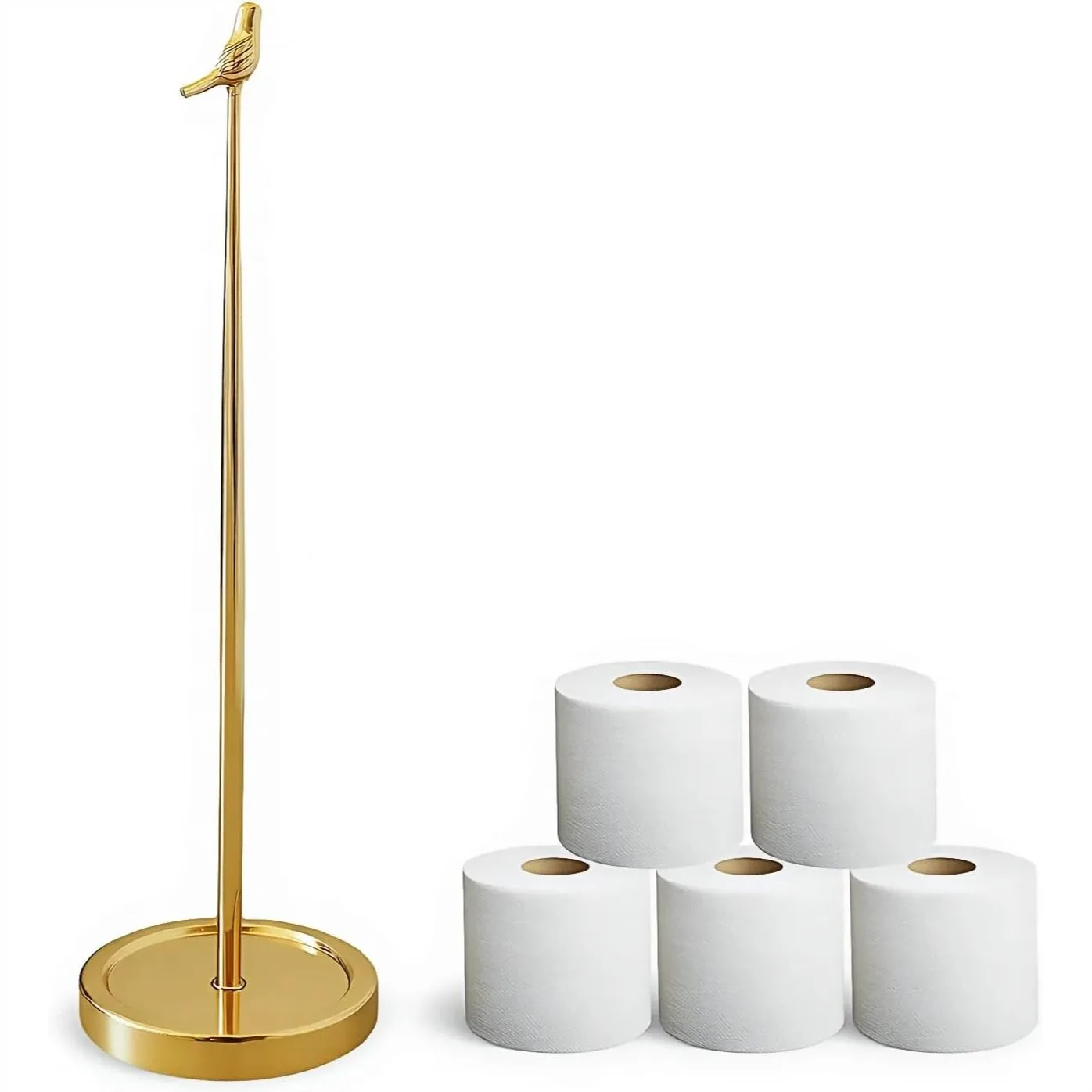 

Напольная подставка для туалетной бумаги на 4 рулона, золотистый держатель для ТП-бумаги, дизайн в виде птицы, прочная нержавеющая сталь