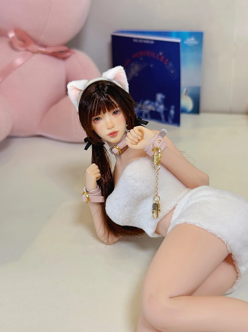 عالية الجودة 1/6 مقياس أنثى الجندي القط الأذن عقال اكسسوارات لطيف الوردي الأسود ل 12 بوصة عمل نموذج لجسم اللعب