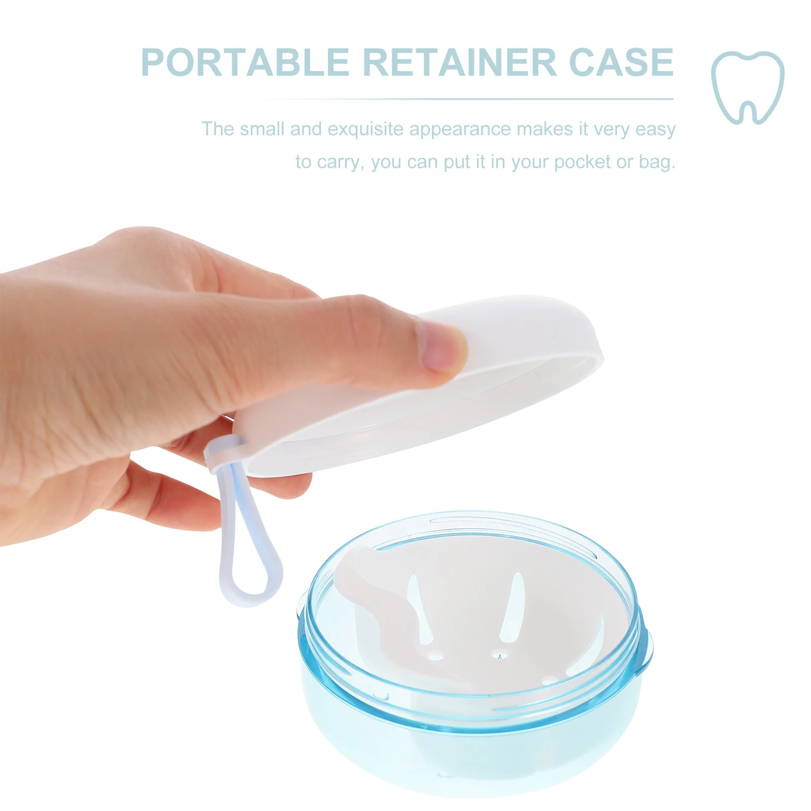 

Portable Retainer Case Small Compact Denture Storage Box Waterproof Travel Orthodontic Container for Braces Invisible Aligners