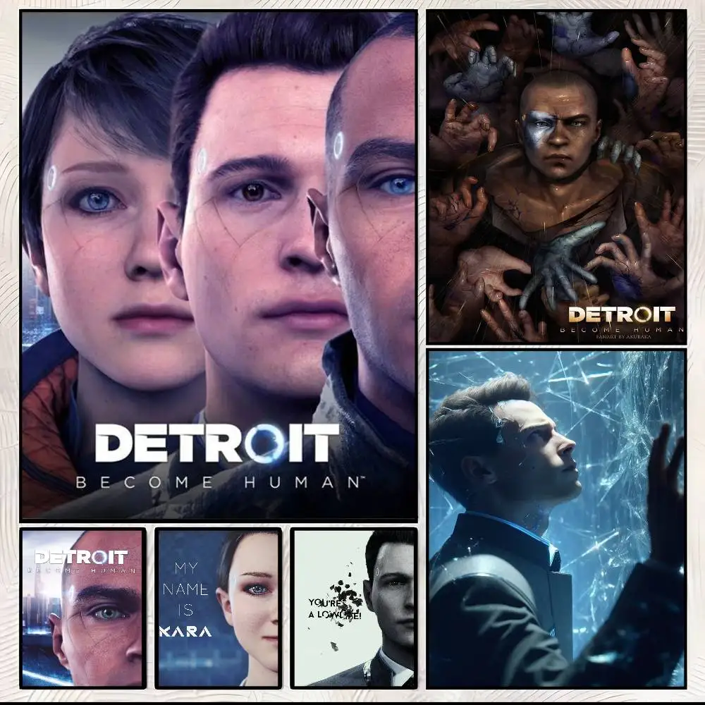 D-Detroit B-Become Human Hot ANIME Poster art sticky wall waterproof home living room bar aesthetic decoration