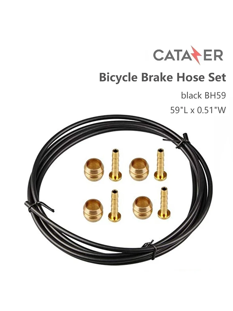 CATAZER Bicycle Brake Hose Set Include 5mm Diameter 2500mm Hydraulic Disc Brake 4Pcs Olive Connector Inserts for Shimano BH59