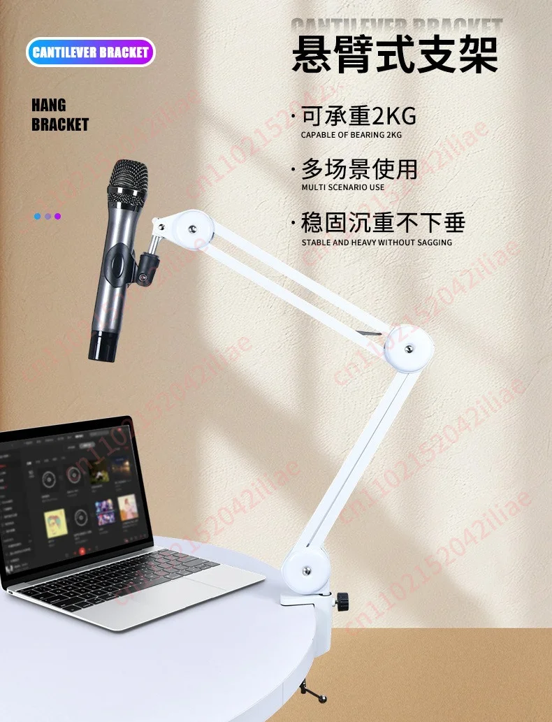 Adjustable Boom Arm Mic Stand, Foldable Clamp-On Metal Microphone Holder for Streaming, Podcasting & Gaming