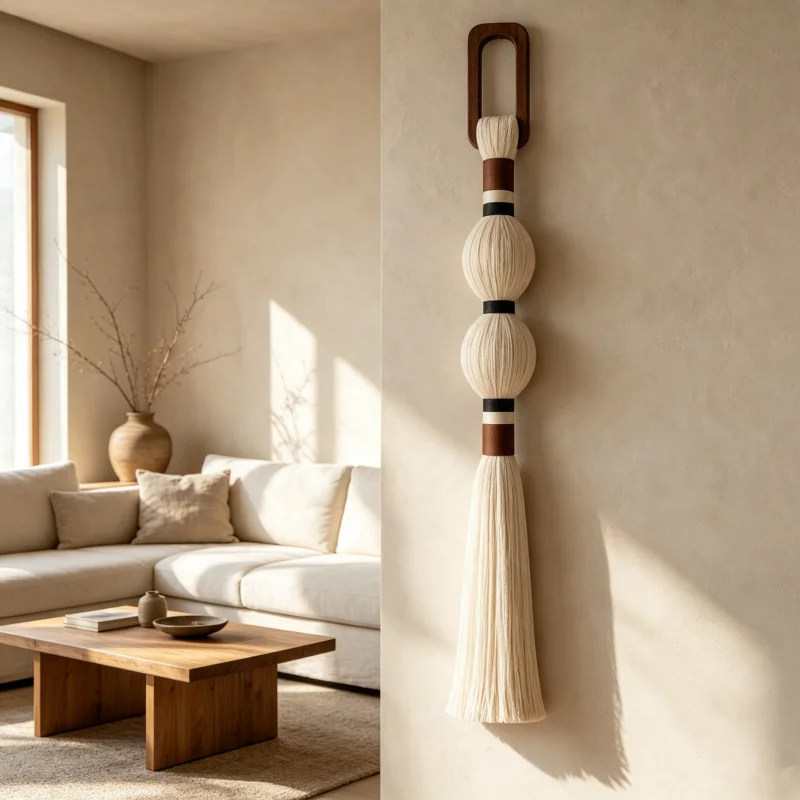 Interior Design Modern - 와비사비 천연 볼 태슬 벽걸이 수공예
