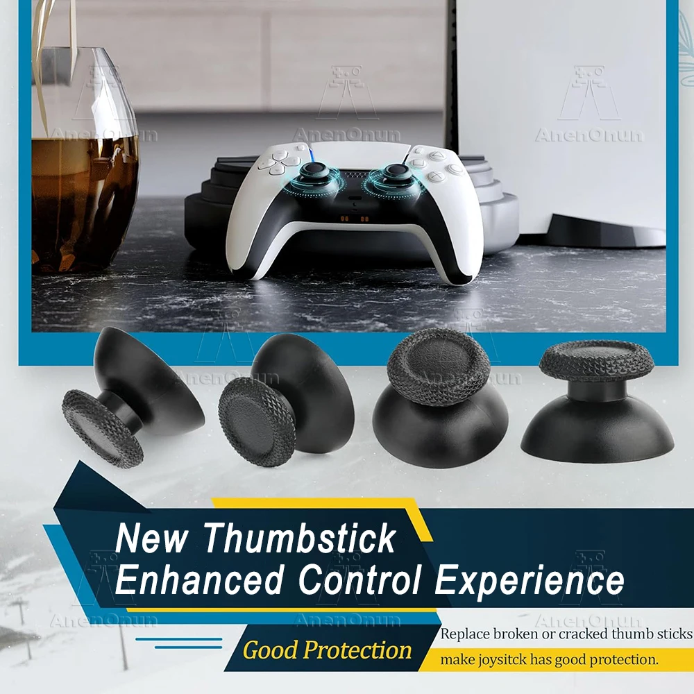 قطع غيار ممتازة لوحدة تحكم PS5 Thumbstick مضادة للتآكل وغير قابلة للانزلاق ABS + عصا تحكم مطاطية ملحقات متينة