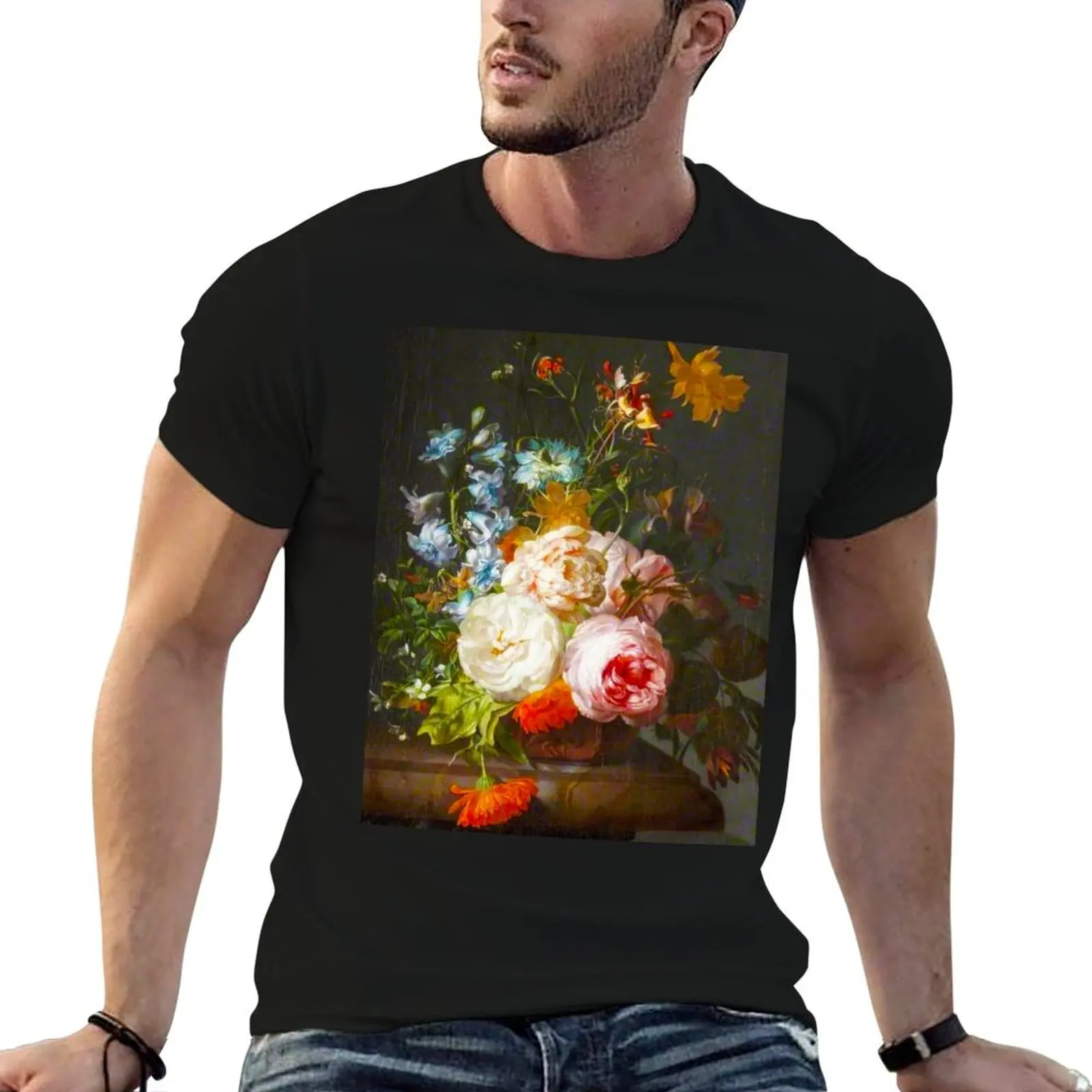 Rachel Ruysch - Flowers in a Terracotta Vase T-Shirt oversized t shirt vintage clothes summer clothes sweat mens cotton t shirts