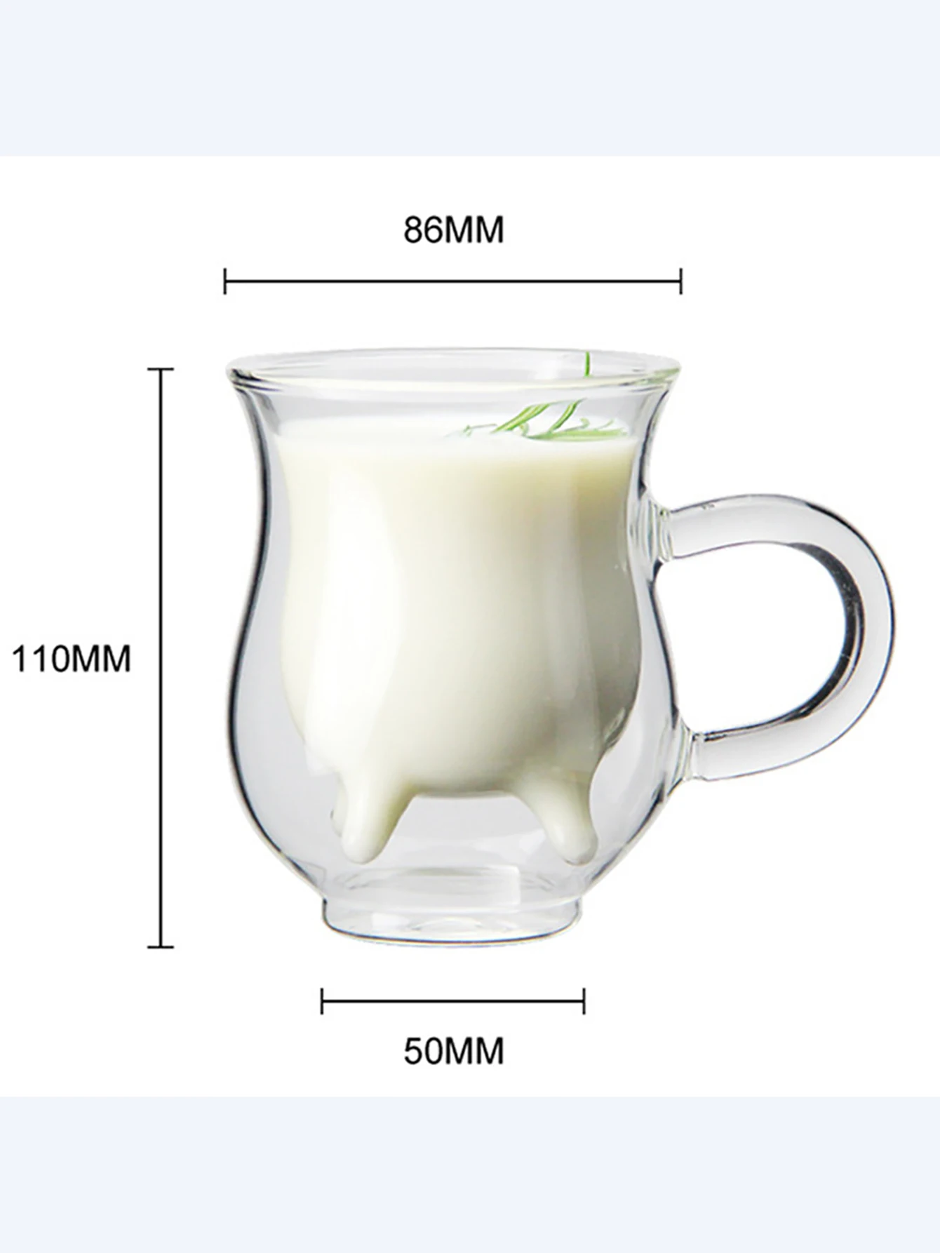 Creative Cow Double Layer Glass Creamer Cup 250ml Lovely Milk Jug Juice Tea Coffee Cup Clear Glass Mug Milk Frother Pitcher