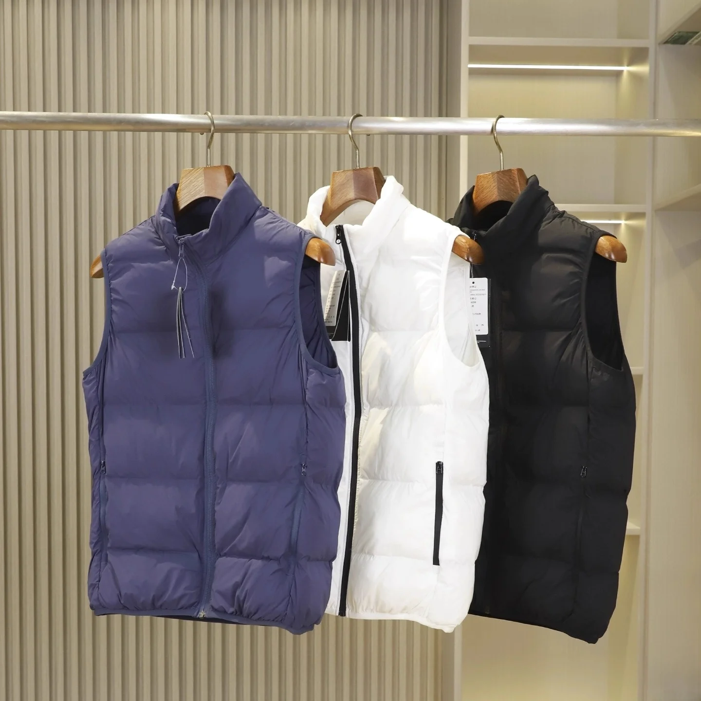 

Мужской зимний модный городской хлопковый жилет, теплый полый нагревательный волокно, легкий водостойкий воротник-стойка, застежка-молния