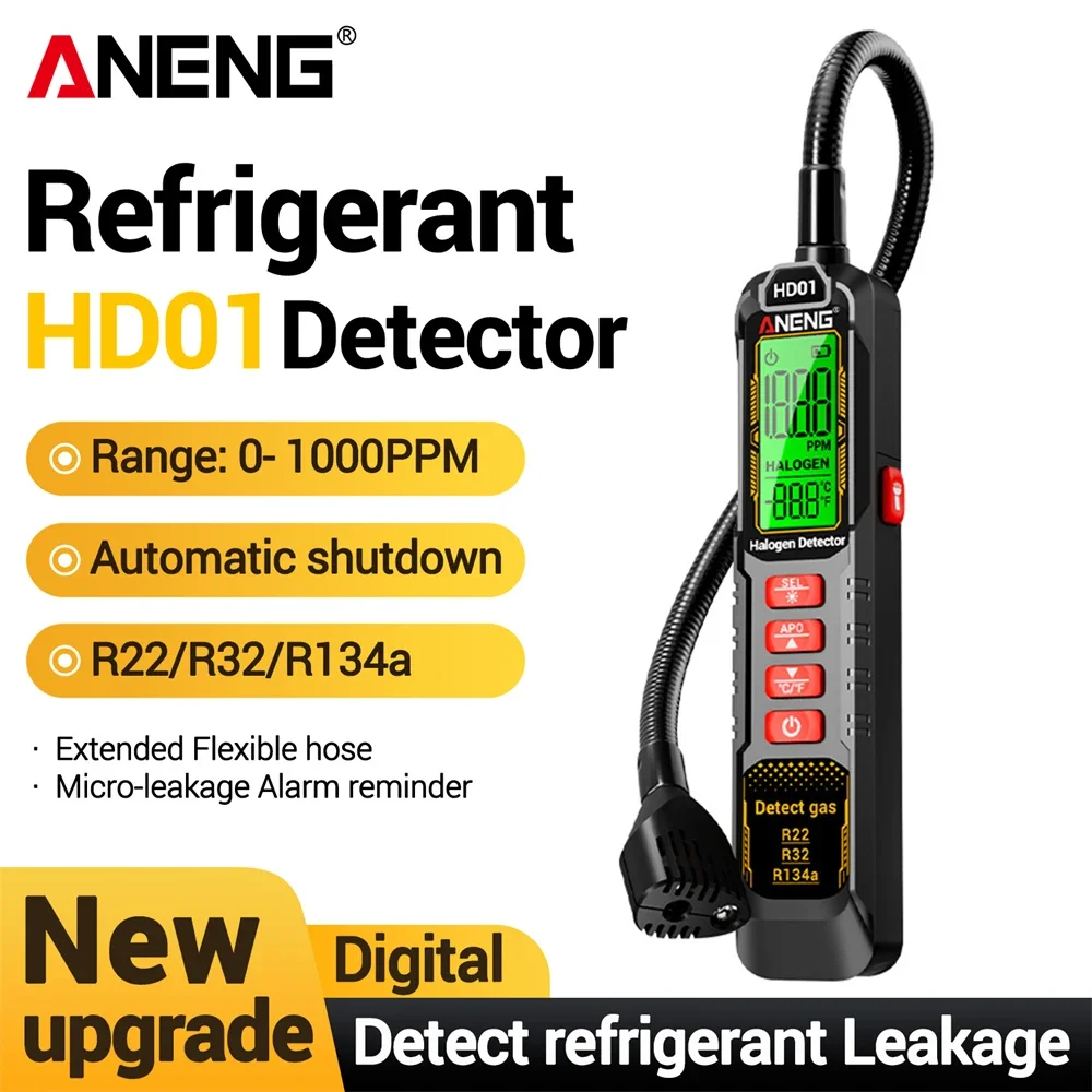 Refrigerant Detector Halogen Leak ANENG HD01 Portable Gas Freon R22 R32 R134a Automotive Air Conditioning Display Checker Tools
