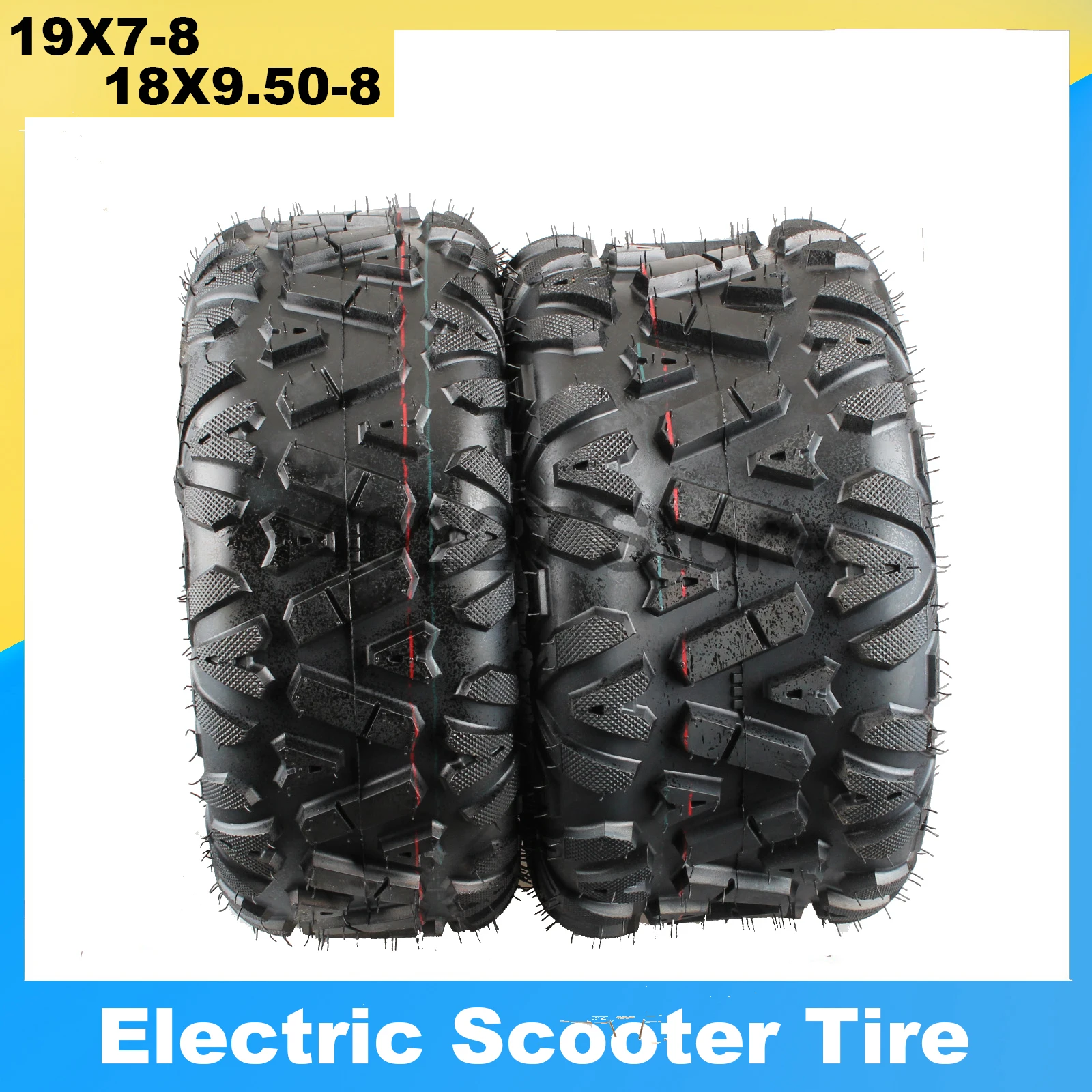 8 Inch Tubeless Tires - Front 19x7-8 Rear 18X9.50-8 Kart, ATV, UTV Dirt Bike Tires, Quad Dirt Buggy Road Tires