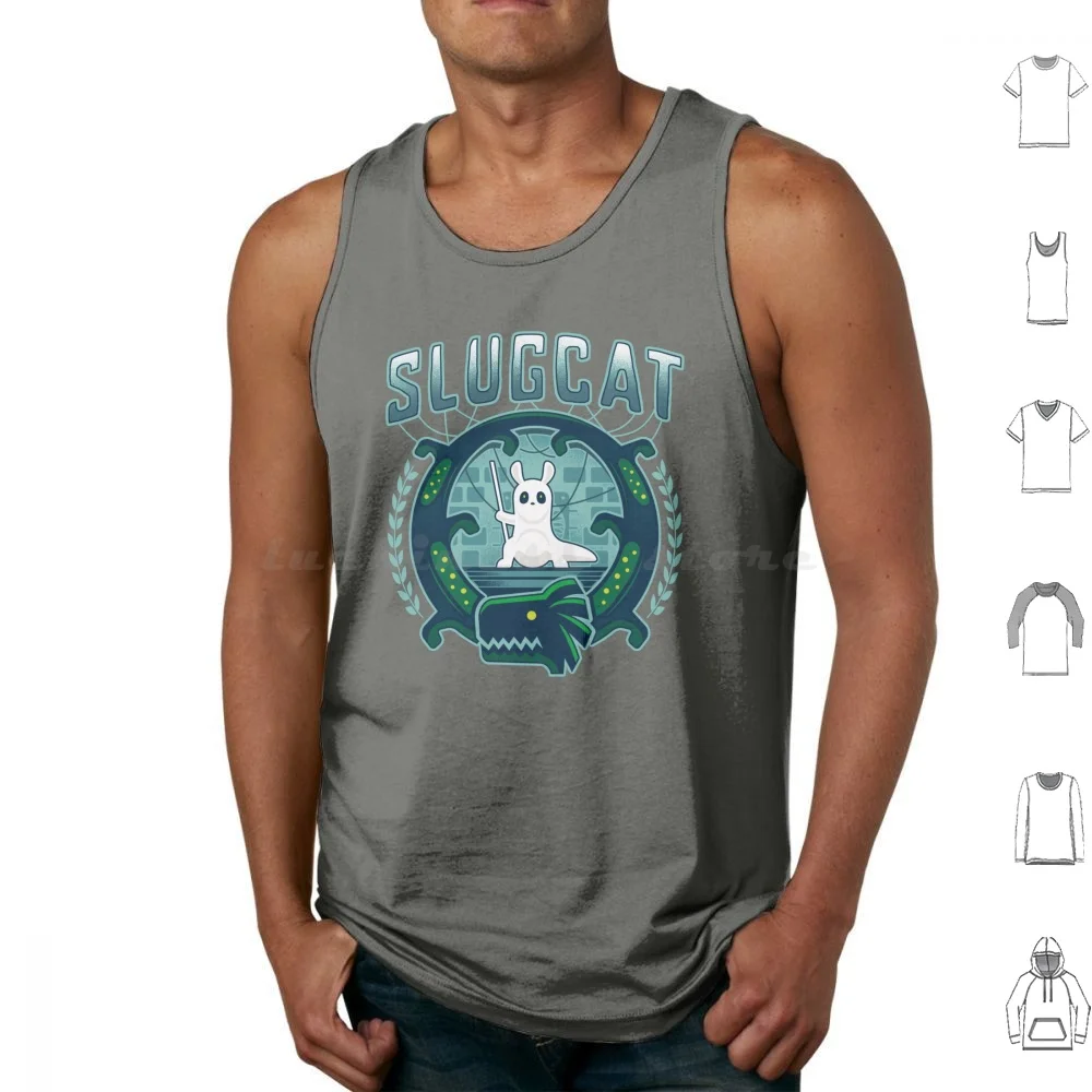 Slugcat Emblem Tank Tops Print Cotton Rain World Rainworld Slugcat Slugcats Slug Cat Lizard Gaming Video Game Gamer Gamers