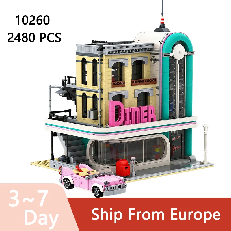 2480 pièces Blocs de construction modèle de maison urbaine Restaurant Jouets d'assemblage Cadeaux d'anniversaire pour enfants et adultes Compatible 10260