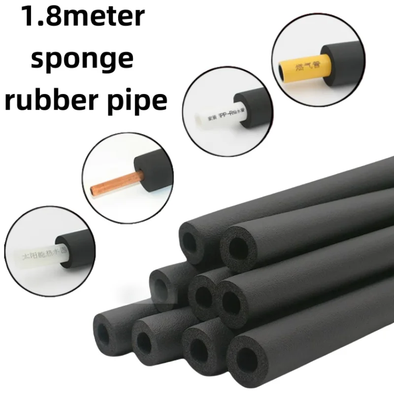 

1.8M Sponge Rubber Pipe Black Waterproof Pipeline Holder Thermal Insulation Tubular Protective Sleeve Tube Protector