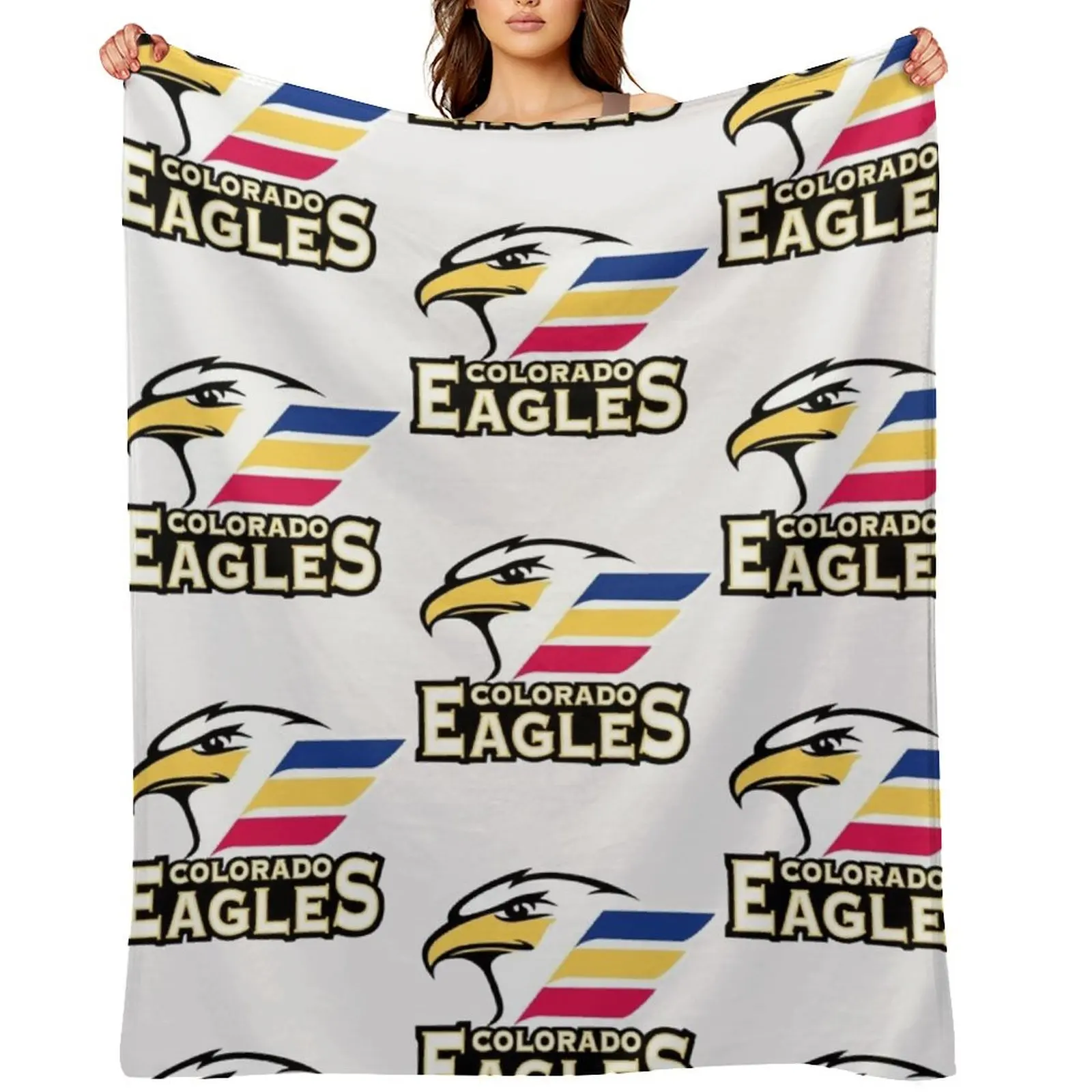 

Eagles Hockey Colorado Throw Blanket Thermal Plaid on the sofa for winter Travel Blankets