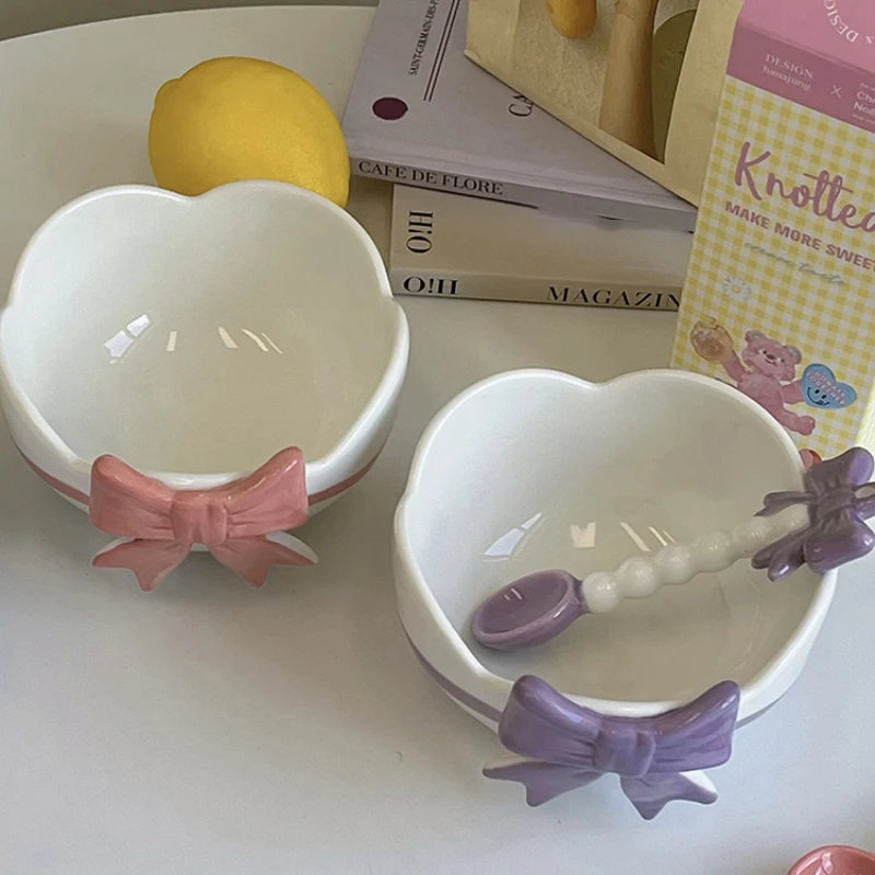 Cuenco de cerámica con agradable arco, vajilla de estilo coreano para restaurante, postre, fruta, yogur, ensaladas, artículos personales creativos