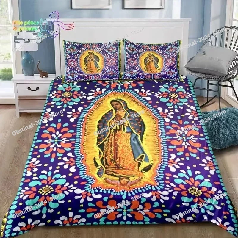 Virgin Mary Godress Blessing 3D Print Comforter Bedding Set,Duvet Cover Quilt Cover Pillowcase,King Queen Size Bedding Set Kid