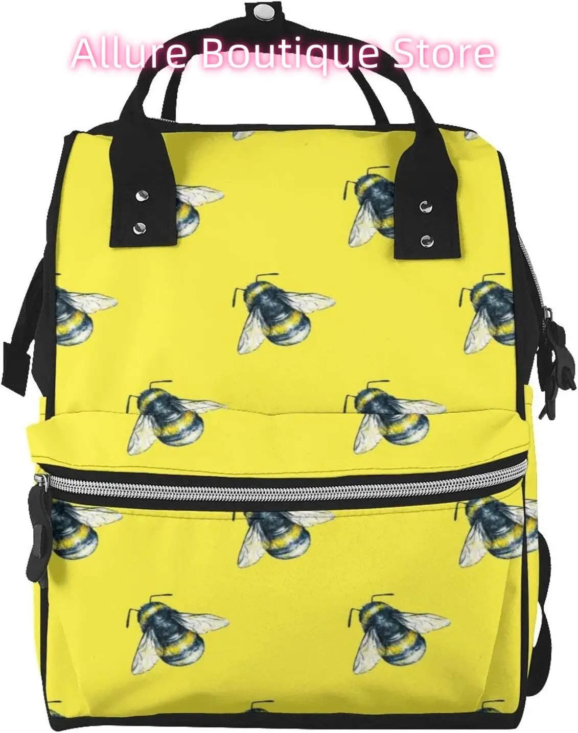 

Art Retro Bee Diaper Bag Backpack for Women Large Capacity Nappy Bag Multifunction Waterproof Mummy Backpacks for Mom Dad Essent