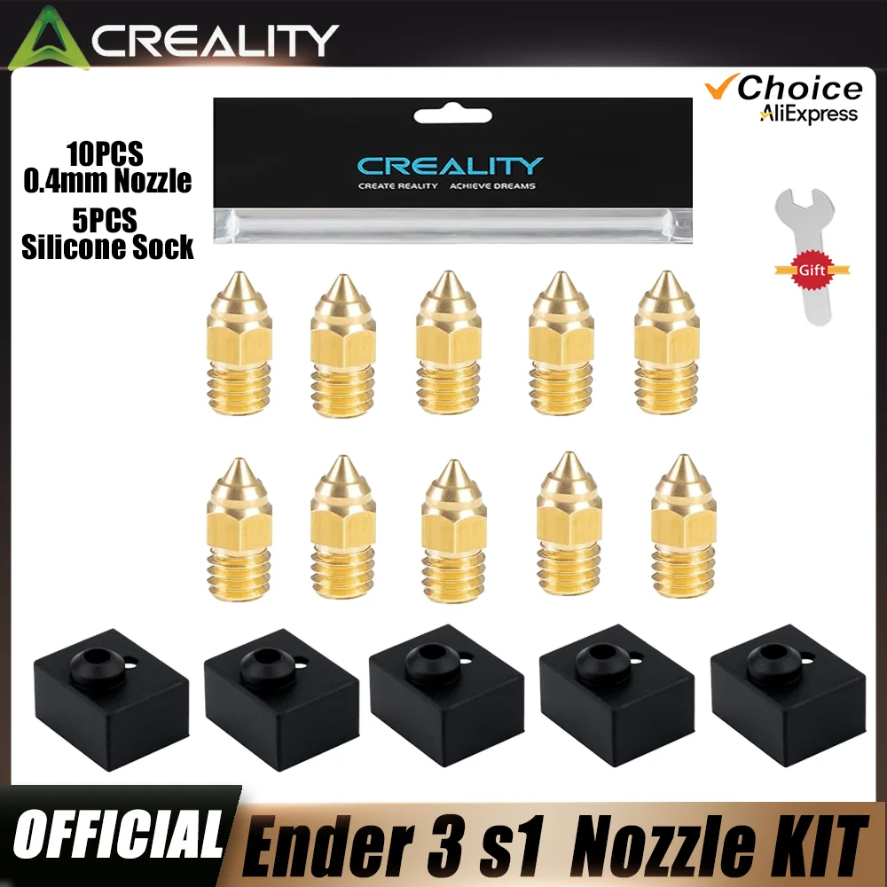Creality 5pcs Ender 3 S1/Ender 3 S1 Pro Silicone Sock 10pcs Nozzle,for Ender 3 S1/S1 Pro/S1 Plus, CR-10 Smart Pro,3D Printer