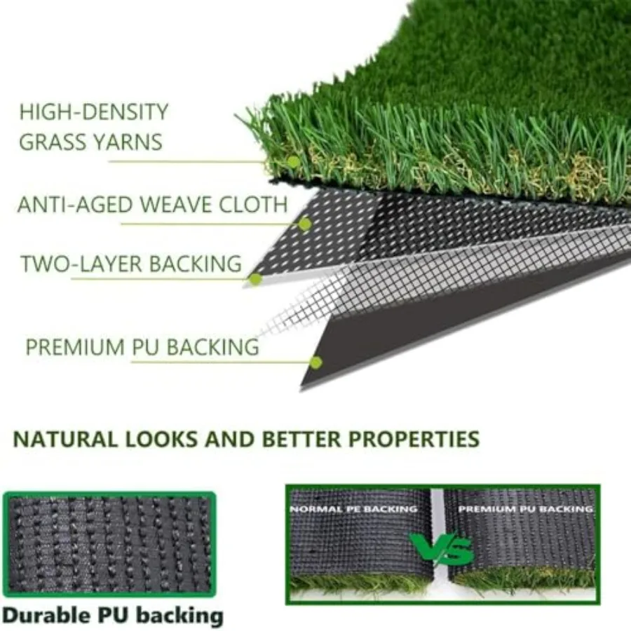 سجادة عشب صناعية فاخرة 2x6ft 1.77 بوصة عالية الكثافة وسميكة للغاية من العشب الاصطناعي داخلي وخارجي حديقة المناظر الطبيعية باتي
