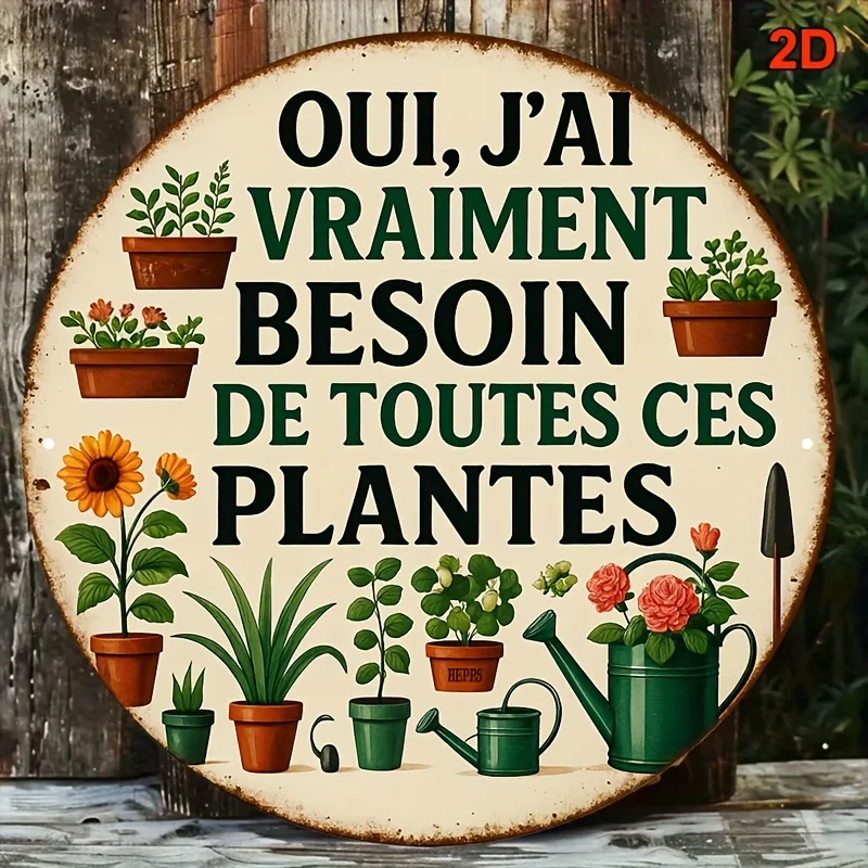 2D Flat - [2D Flat] 1pc, 20.32*20.32 Cm Round French Aluminum Sign, 