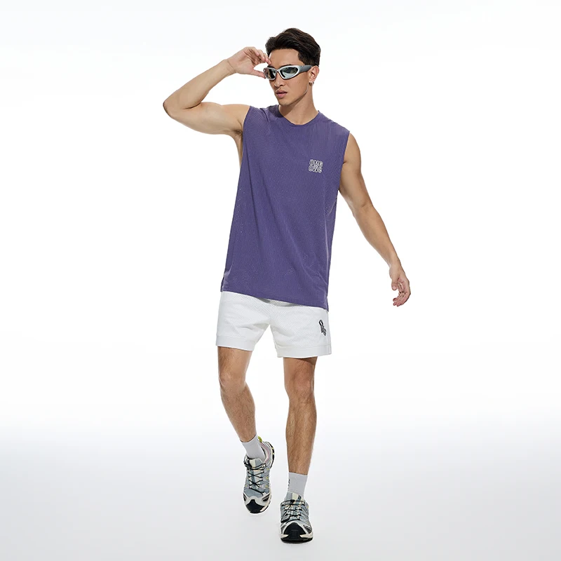 DROZENO-Loose Sports Vest with Printed Mesh, Fitness Training Clothes, Running Clothes