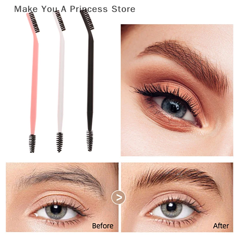 Brosse à sourcils à Double tête, peigne à cils, façonnant les cils, pour le toilettage des sourcils, outil de maquillage réutilisable