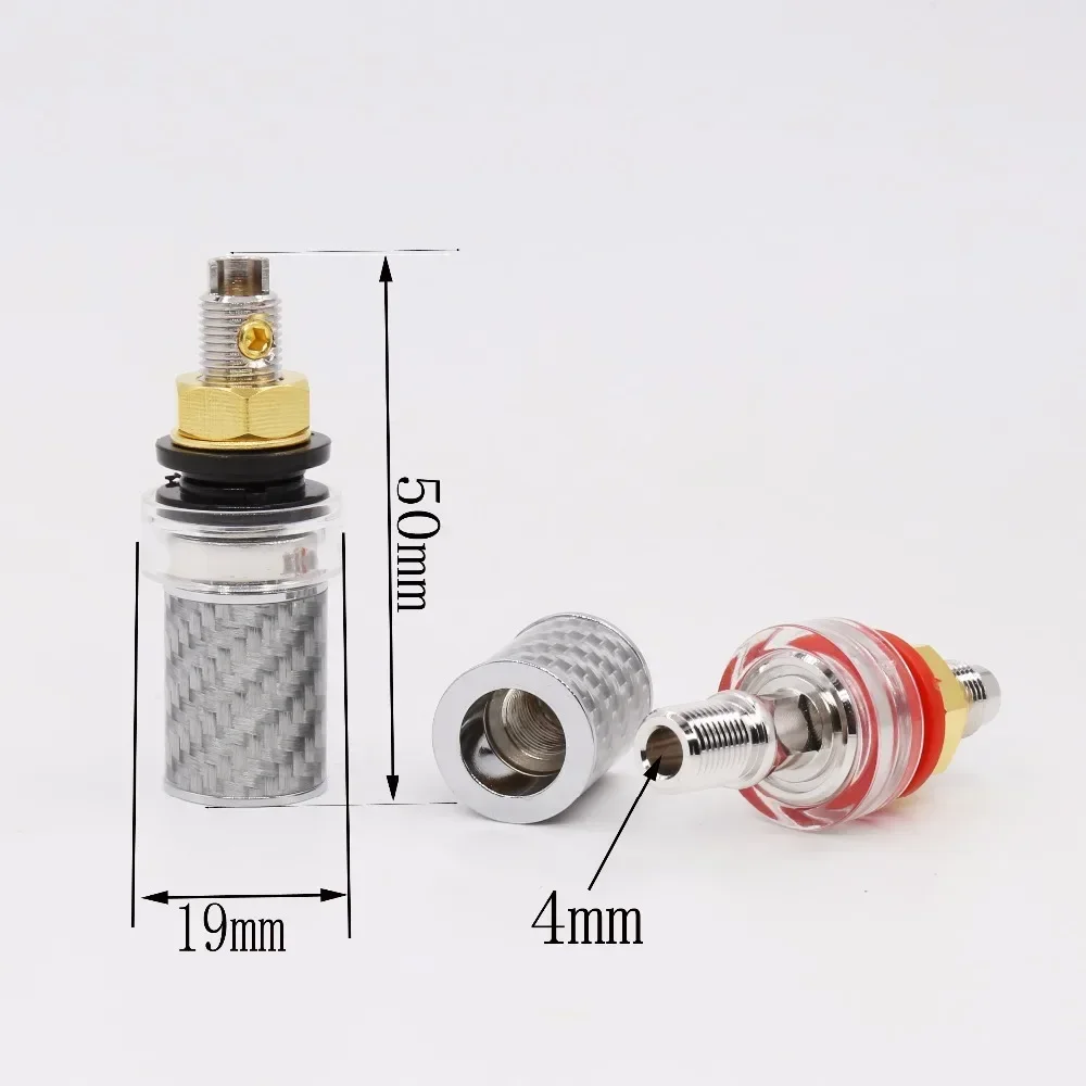 

4 шт., клеммы для динамиков усилителя из углеродного волокна, клеммы для динамиков с родиевым покрытием, высококачественные клеммы для аудиодинамиков для усилителей