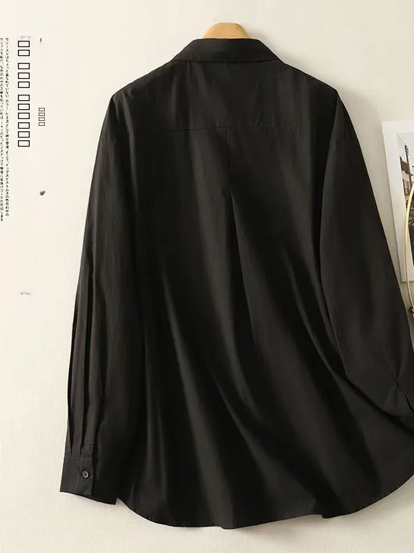 เสื้อผู้หญิงทรงหลวมผ้าฝ้ายสไตล์ฝรั่งเศส ระบายอากาศดี รุ่นใหม่ล่าสุดสำหรับฤดูใบไม้ร่วง สวมใส่สบายต่อผิว