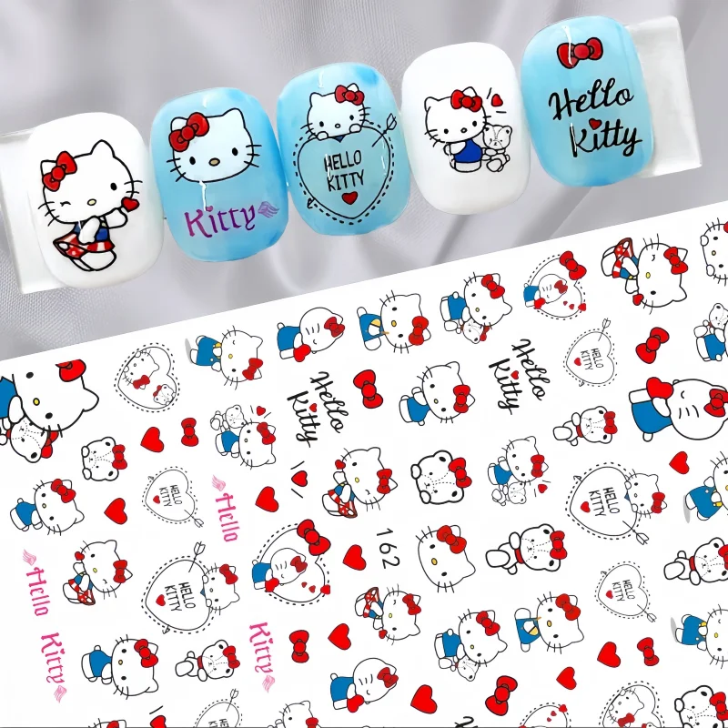 Miniso 새 만화 헬로 키티 네일 아트 스티커 Sanrio My Melody Kuromi Cinnamoroll 네일 스티커 DlY Animation Press on Nails