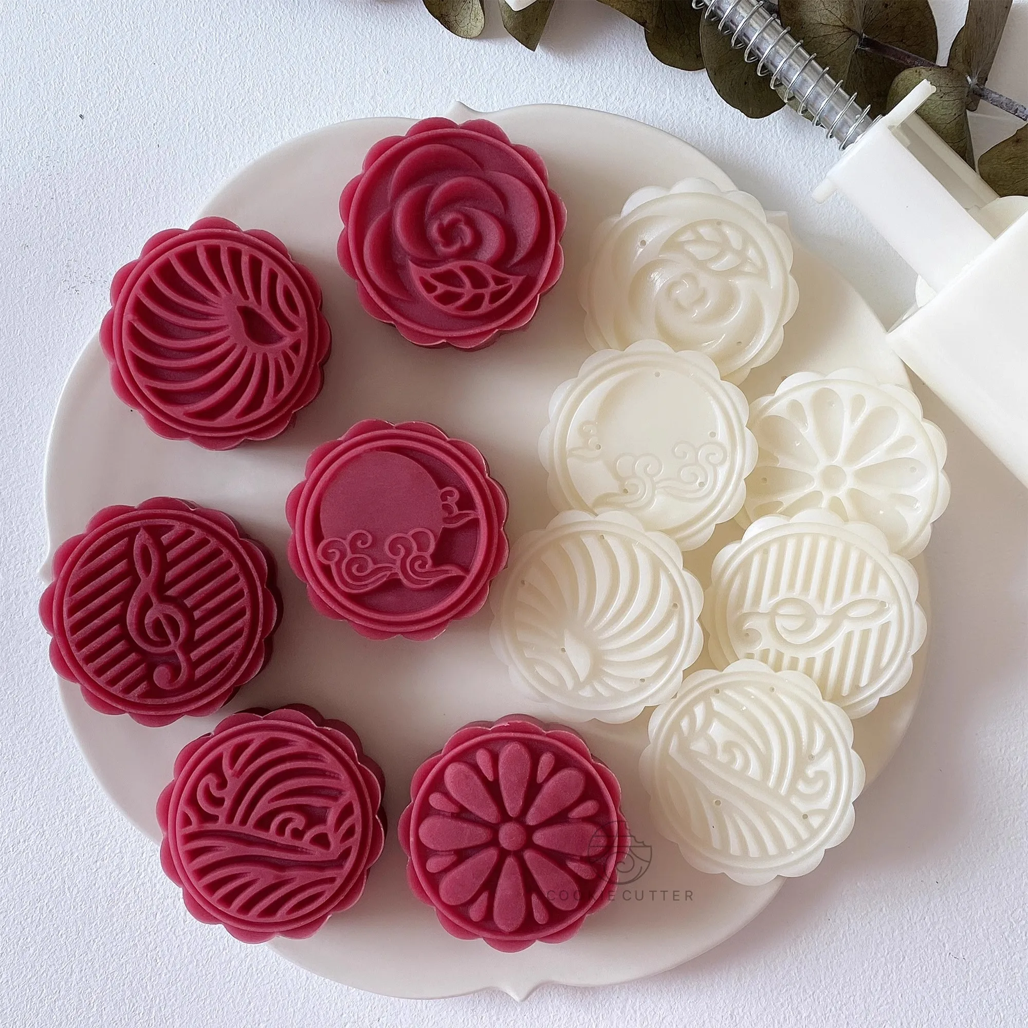 6Pcs/Set 50g Chinese Style Pattern Mooncake Mold  Hand Pressure Pastry Mold Mid Autumn Festival Fondant Rice Cake Decoration Too