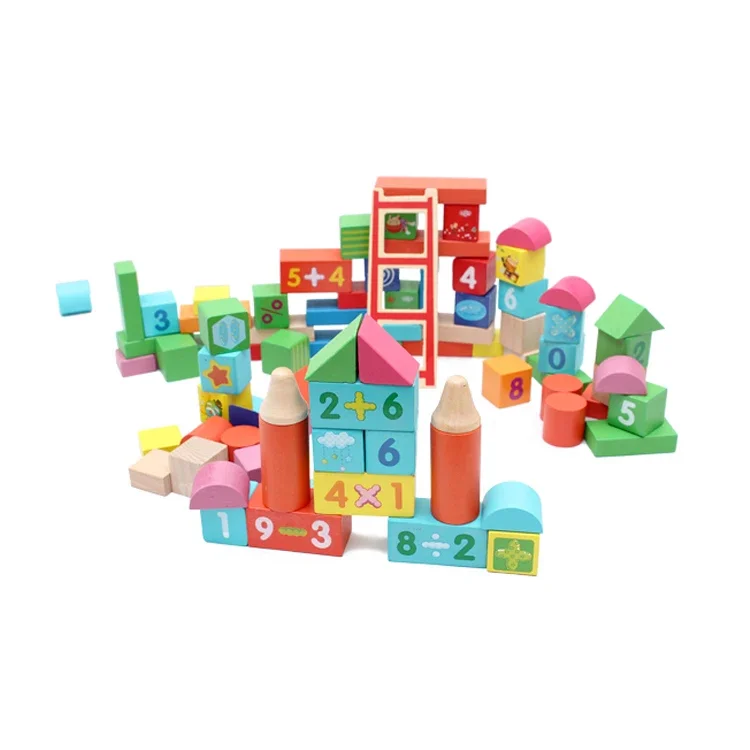 Large block 100 Pcs beech digital building blocks Wooden children educational toys baby early childhood educational toy