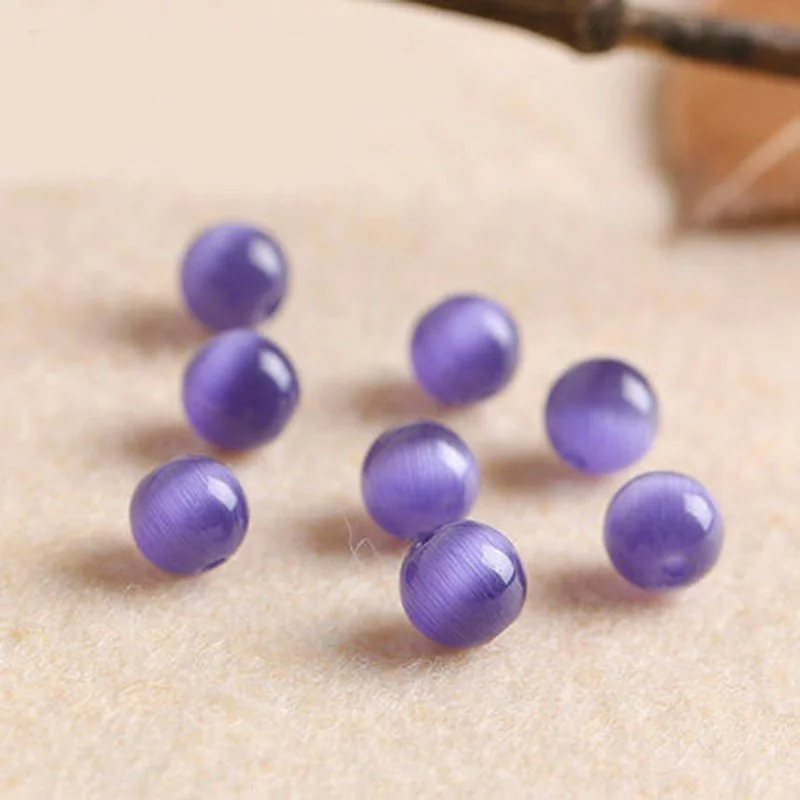 4A Natural Purple Cat Eye Opal Single Bead DIY Beads Crystal Jewelry Making