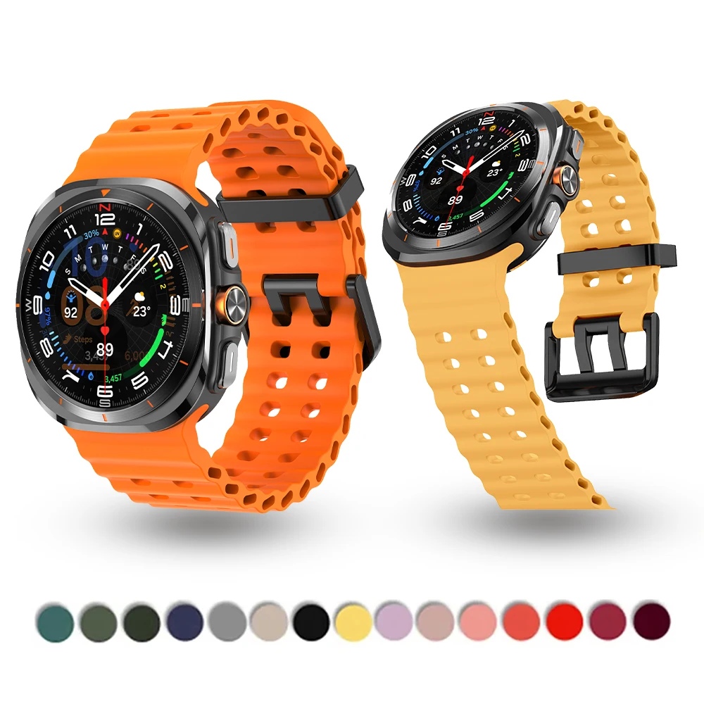 Breathable Silicone Strap For Samsung Galaxy Watch Ultra 47mm Colorful Ocean Wristband For Galaxy Watch Ultra 47mm Watchband