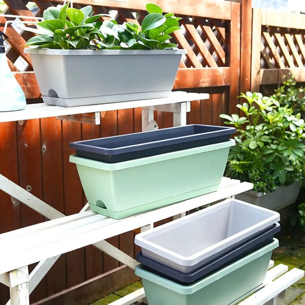 Modern Rectangular Vegetable Planter Box Thickened Plastic Flower Pot For Home Balcony Gardening Succulent Nursery Bin