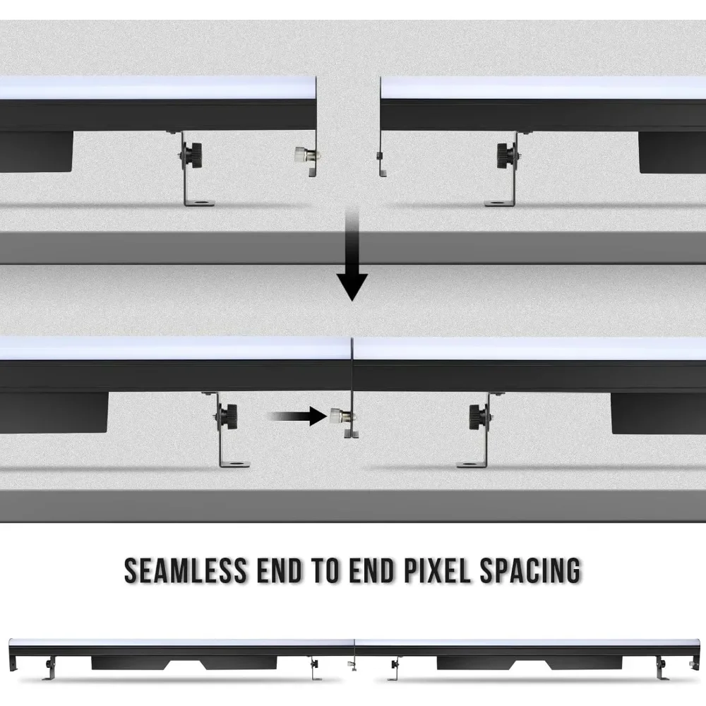 Bühnen-Pixel-Lichtleiste DMX – 2 Stück, 60 W, nahtlos gespleißbare RGB-DJ-Lichtleiste mit 37 statischen Farben und 47 Shows-Effektlicht