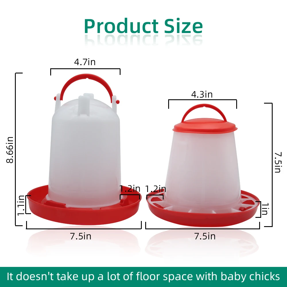 1.5Kg/3Kg Chicken Feeder & Chicken Drinker Farm Animal Poultry Automatic Feeding Supplies Chicken Feed and Water Bucket (2 Pcs)