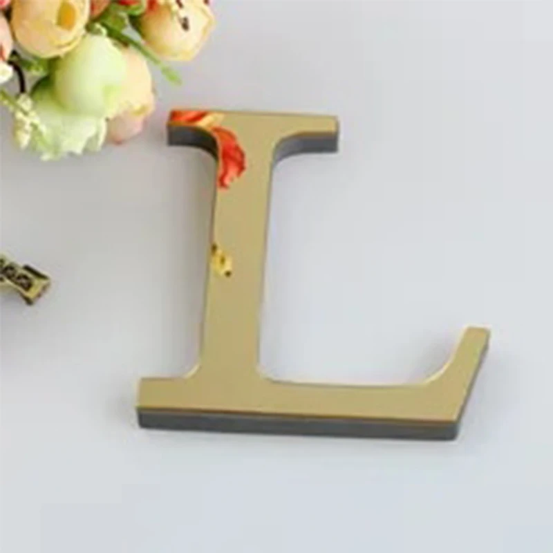 10CM 26 English Letters Wall Sticker 3D Mirror Acrylic Gold Wall Sticker Decals Self-Adhesive Home Party Decor Wall Art Mural