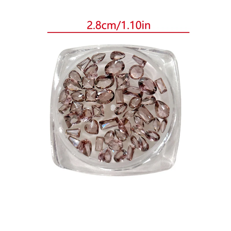 Rhinestone Apontou Diamante Cristal Colorido, Super Flash Butterfly, Fat Square Crooked Heart Mix Nail Jewelry Acessórios, 50Pcs