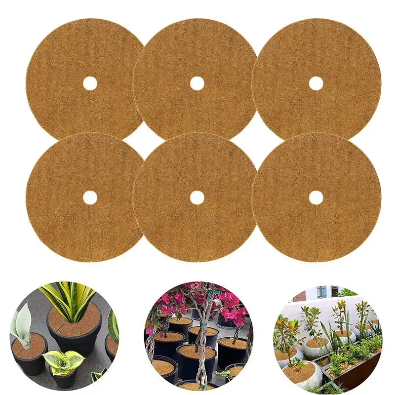 10Pcs Coconut Fibers Mulch Ring Tree Protector Mat, Organic Weeds Barrier Mat, Anti Grass, Flower Pot Cover for Potted Plants