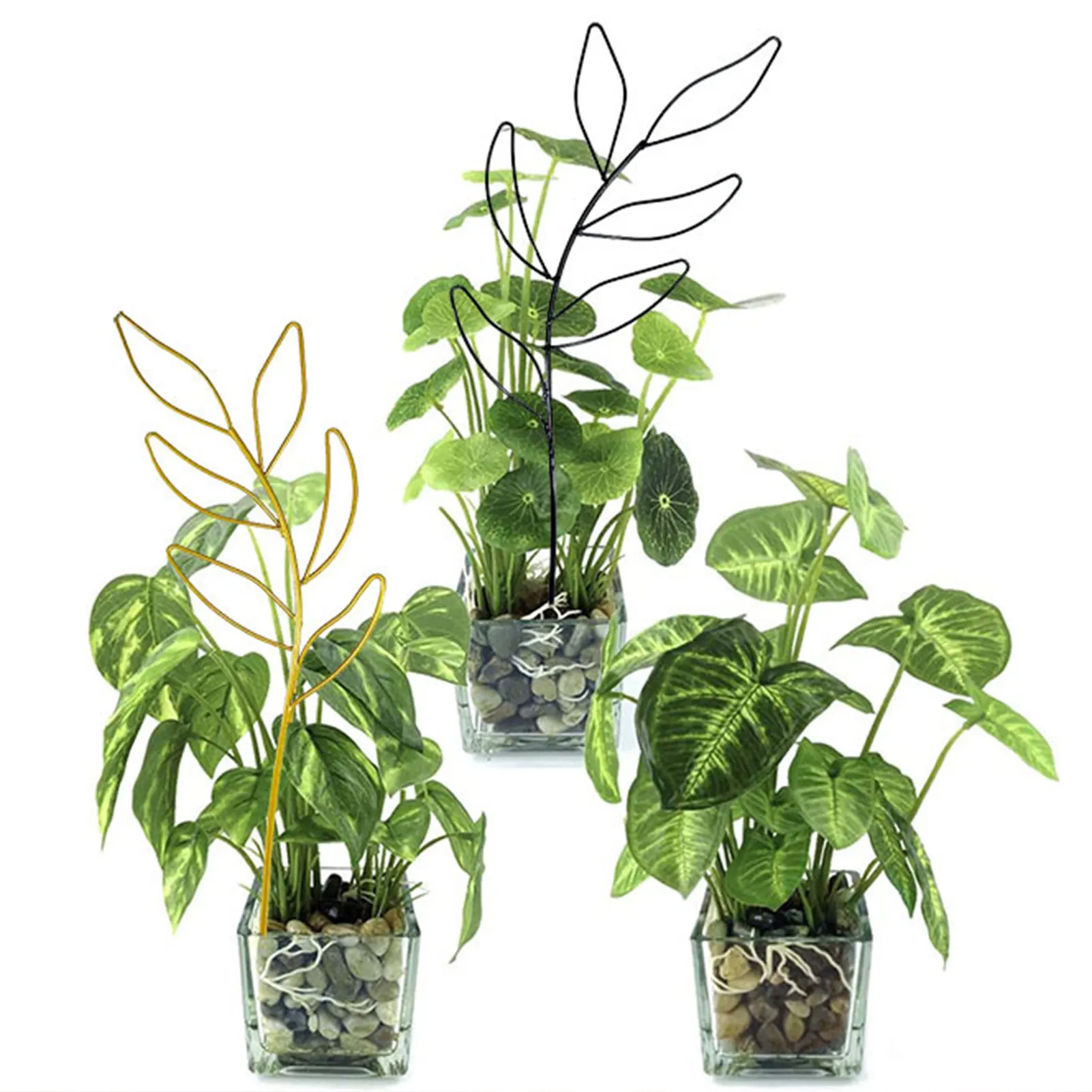 Leaf Shape Metal Plant Climbing Trellis For Indoor Outdoor Vines Growth Support With Iron Frame Easy Install Garden Support