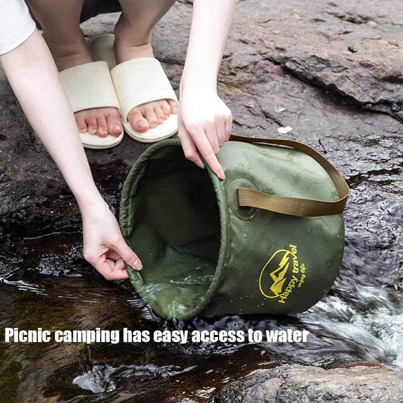 10L Car Storage Multi Functional Folding Bucket Road Travel Portable Water Bucket Washbasin Camping Fishing Travel Durable