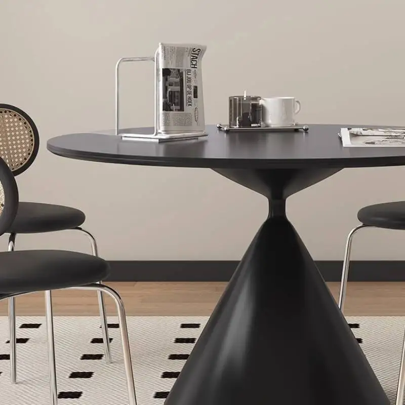 Mesa de comedor antideslizante de diseño único para el hogar, mueble nórdico resistente al agua, color negro, redondo y moderno, de lujo, Tavolo Da Pranzo