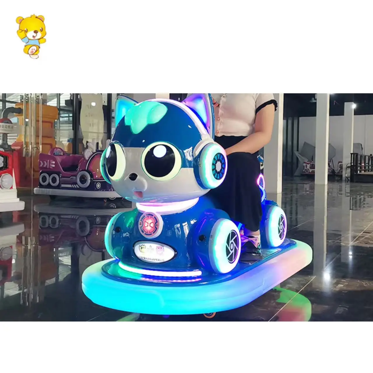 

Amusement Park Shopping Mall Remote Control Battery Bumper Cars Powered Electric Naught Cat Animal Ride Bumper Car Dodgem