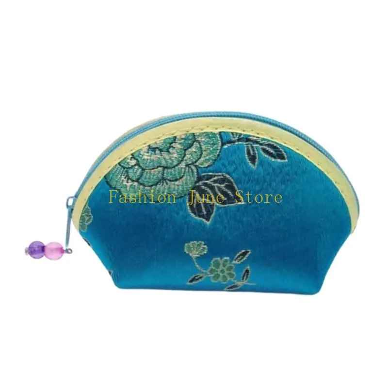 N5KA Dumpling-Shaped Jewelry Storage with Zipper and Beaded Pull