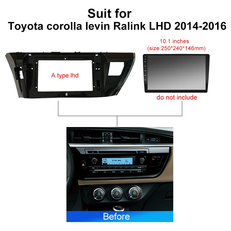 10.1 بوصة راديو السيارة فآسيا الإطار لتويوتا كورولا رالينك 2014 2016 غلاف 2 الدين رئيس وحدة داش غطاء لوحة الأسلاك تسخير