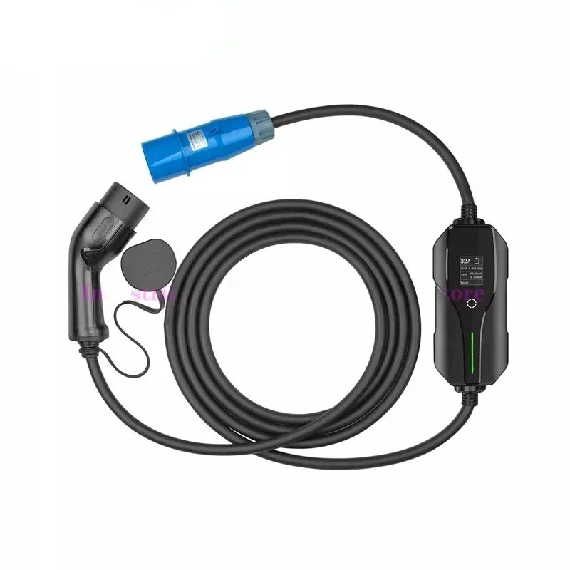 New Energy Type2 European Standard Electric Vehicle Charger, 32A Fast Charge for Home Use, 7KW Portable Car Travel Charger