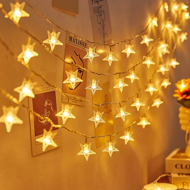 Festoon LED Star Fairy Holiday String Light Battery Power for Eid Mubarak Wedding Party Outdoor Ramadan Home Room Decoration