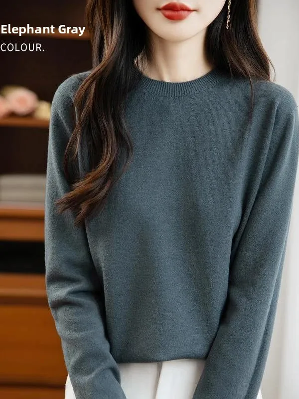 

Slimming Loose round Ne Base irt Women's Inner Wear Knitted Sweater Low Collar Autumn Winter Top Color Simple Basic...