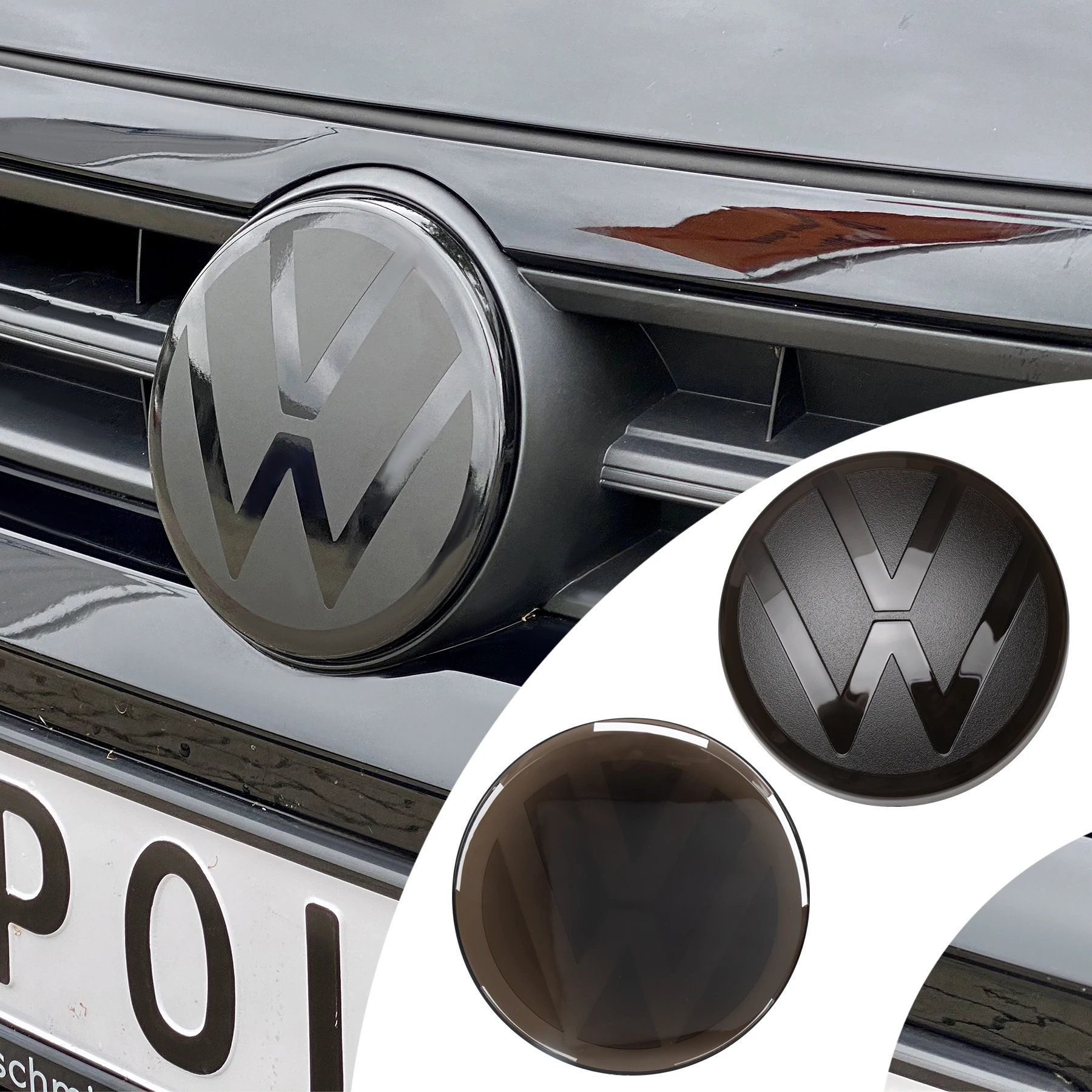 black/white Car Front Grill/Rear Trunk Emblem Lid Covers Logo decorate For Volkswagen VW Skoda Golf GTI Tiguan 21-23 GOLF 8 MK8